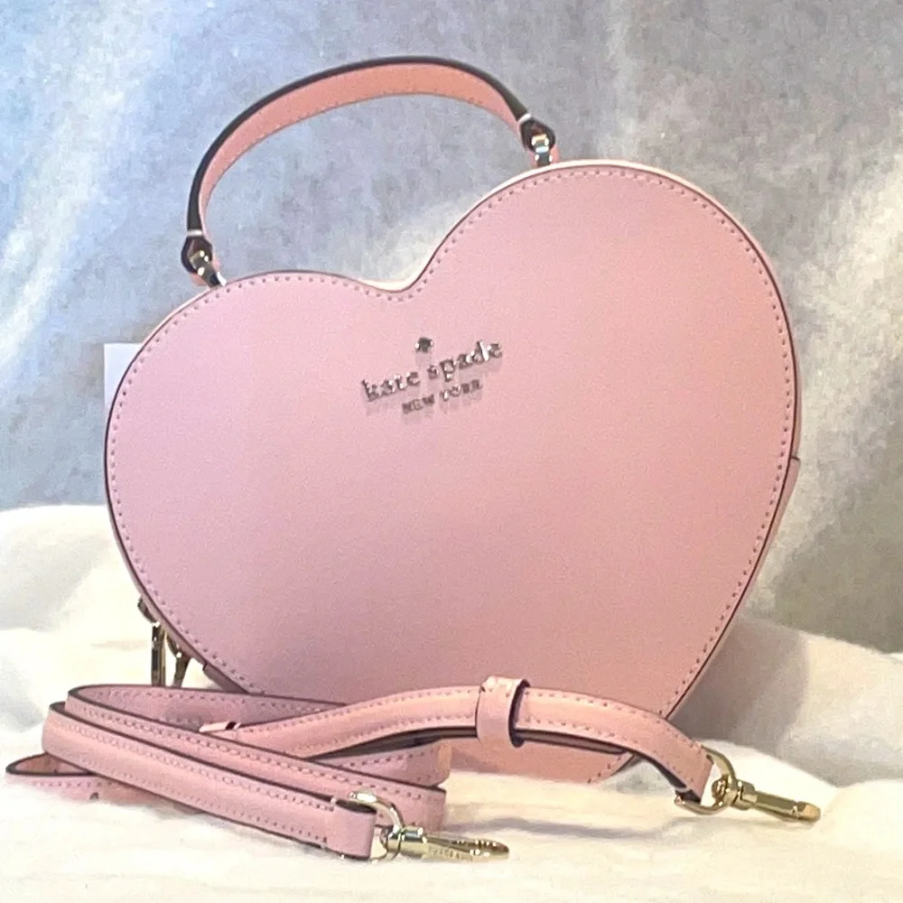 ❤️SALE💕Kate Spade Leather Heart Crossbody Love Shack. “Chalk pink” - Picture 2 of 9
